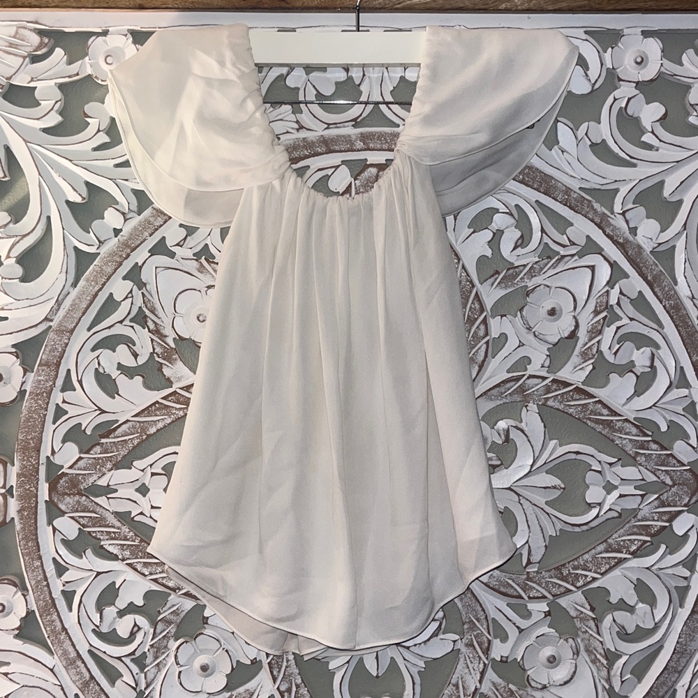 Rebecca Minkoff Cream Silk Elegant White Women's Square Neck Pleated Front Top S